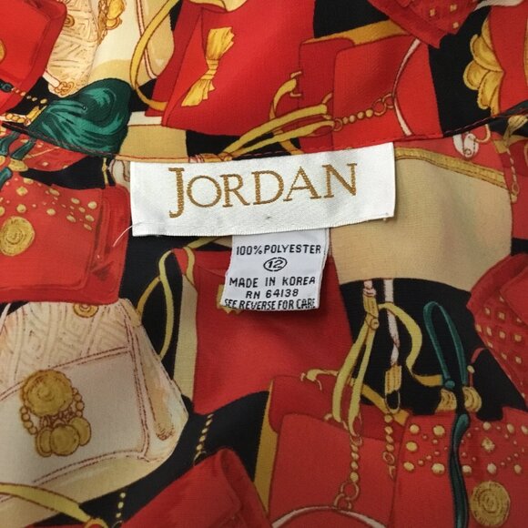 Vintage Jordan Womens Blouse Purse Print Button-Up Long Sleeve Size 12 - Picture 6 of 6